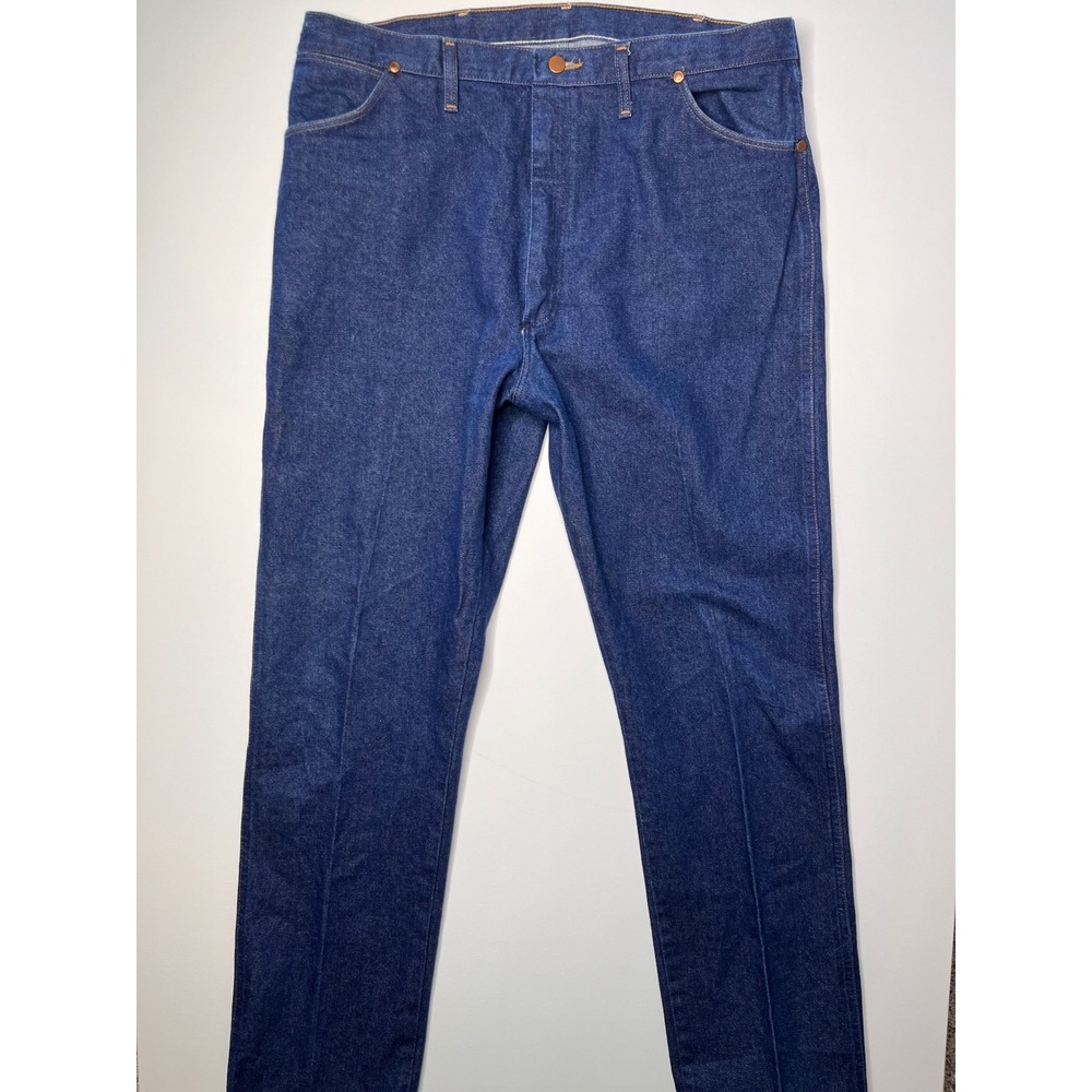 Vintage Wrangler Mens Denim Jeans 42x34 Dark Wash Cotton Made in USA 13MWZ